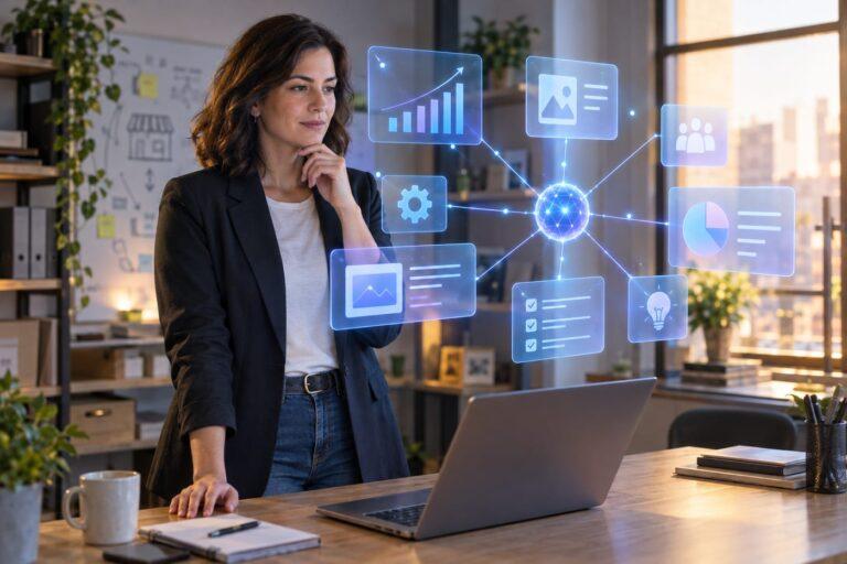 Equipo revisando una estrategia de marketing digital 2026 para pymes con IA, datos y canales integrados